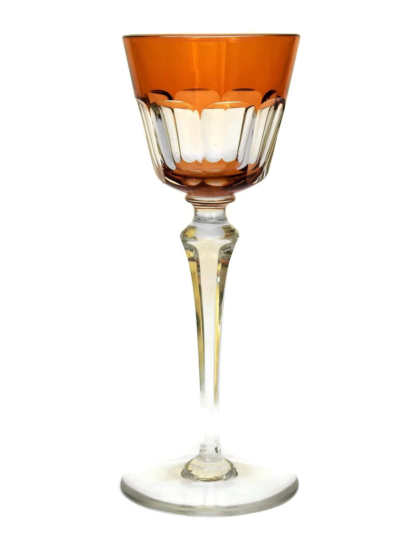 Set of 6 Baccarat Harcourt Coloured Crystal White Wine Glasses.