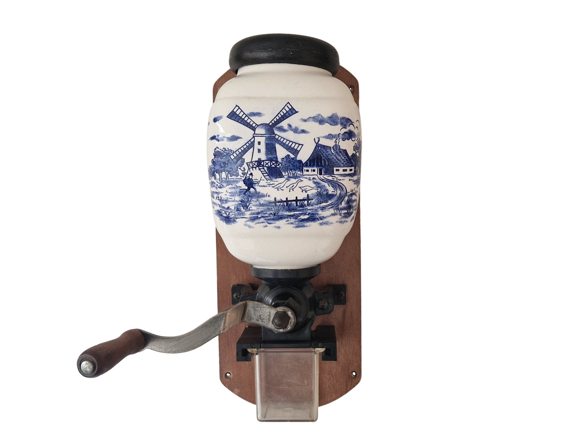 formule Okkernoot Armoedig Vintage Dutch Coffee Mill With Blue Delft Ceramic Canister - Etsy