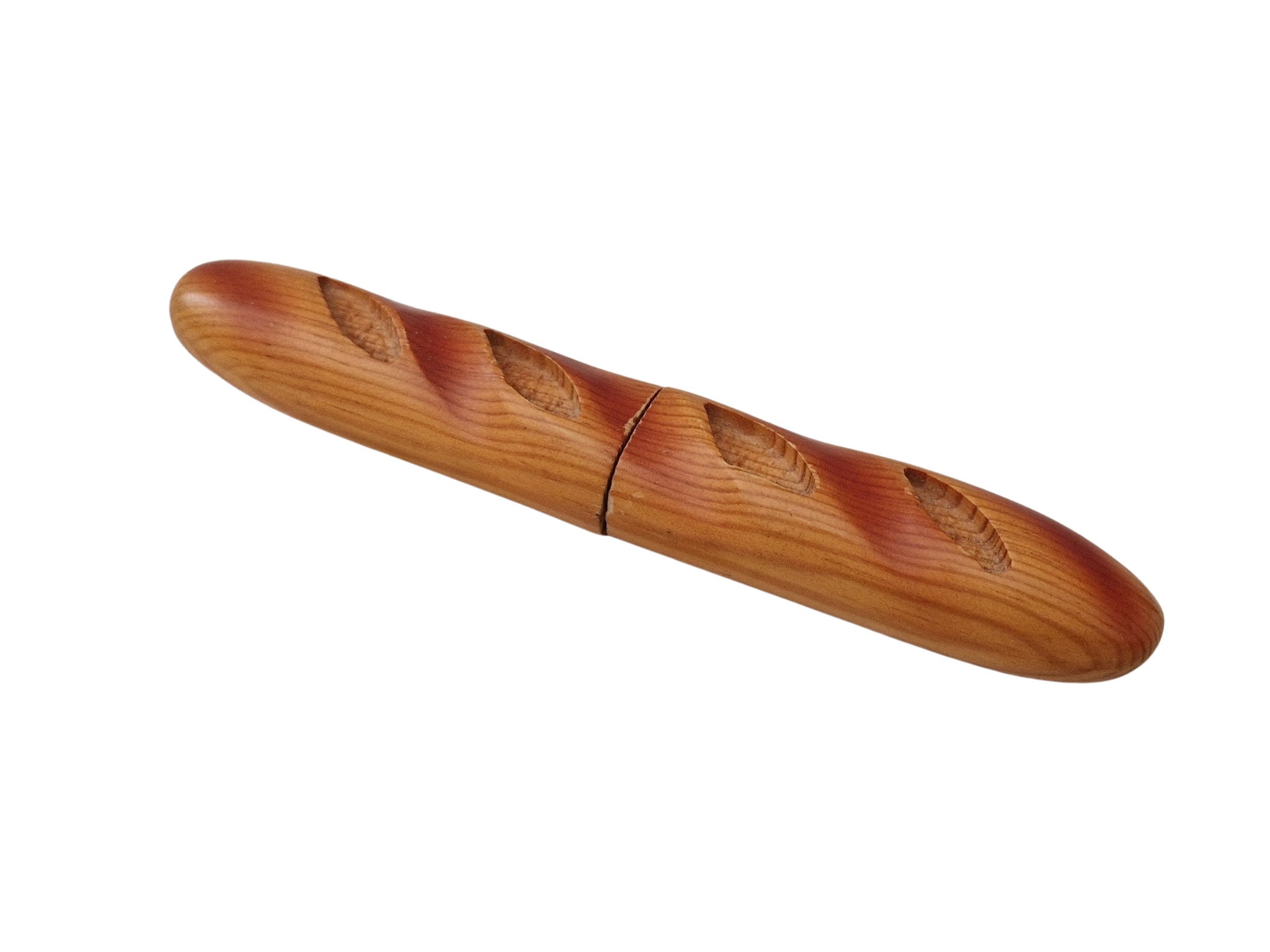 Small Wooden Bread Knife by Cuzin, Serrated Baguette Slicer and Cutter
