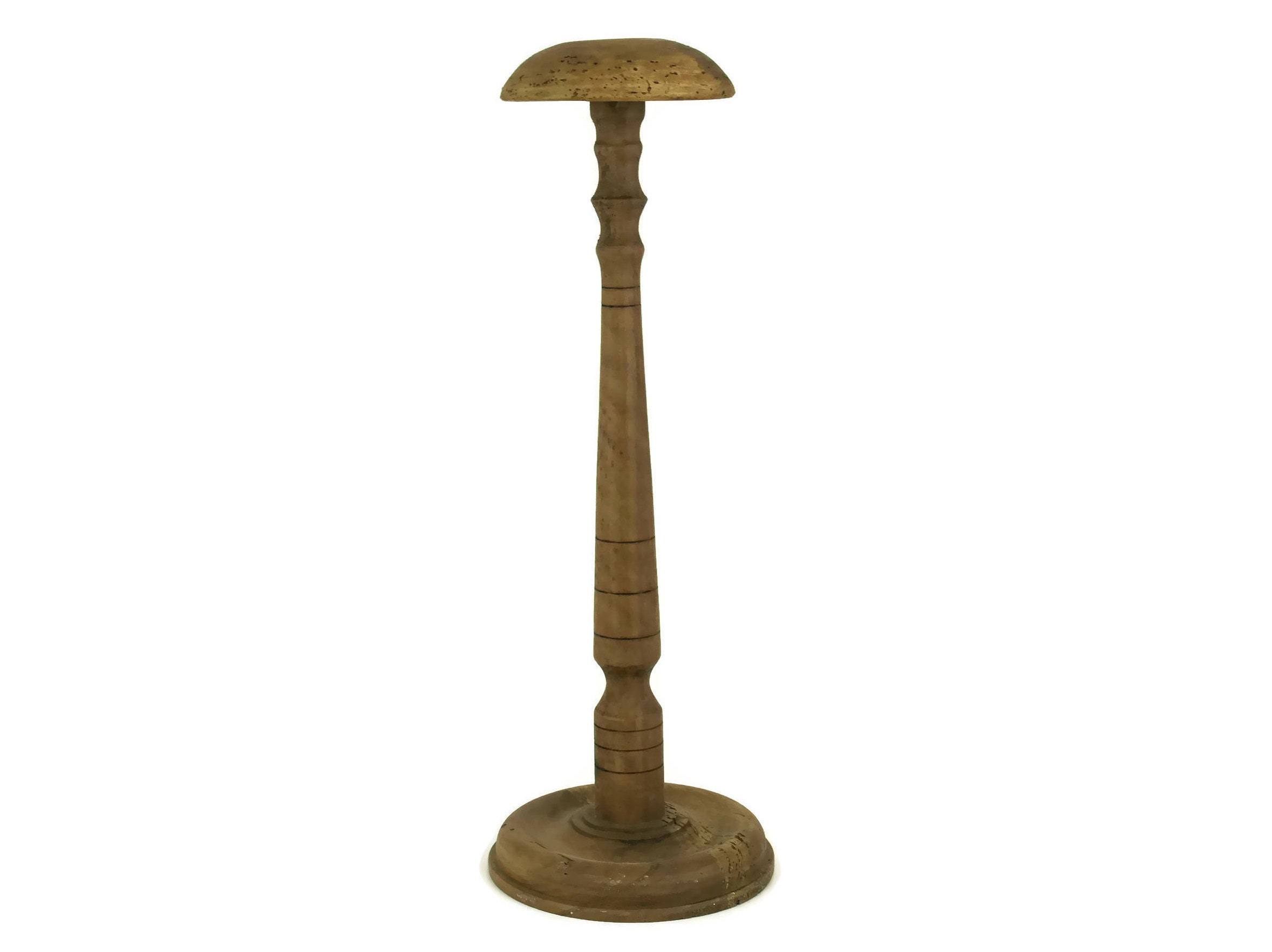 French Vintage Hat Display Stand. Vintage Walnut Wood Hat Stand.