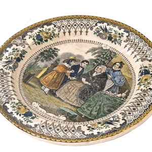 Antique French Transferware Plate with Victorian Grandmother, Gift for Grandma image 8