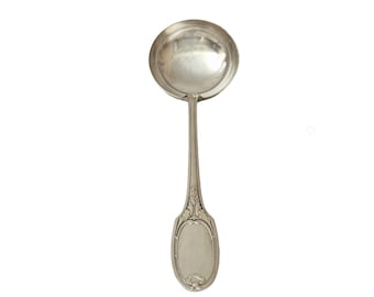 Louche à Soupe Antique en Argent Christofle, Modèle Marie-Antoinette, Argenterie de Style Louis XVI Français