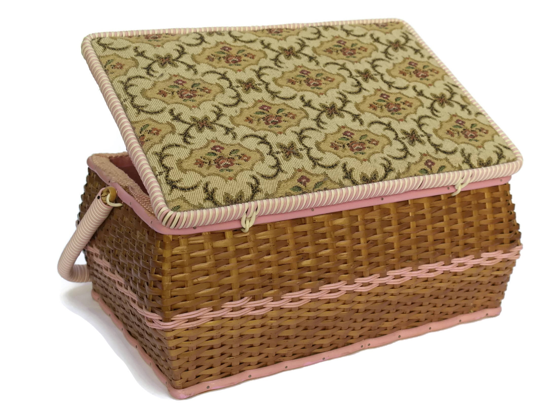 Mid Century Woven Sewing Box.