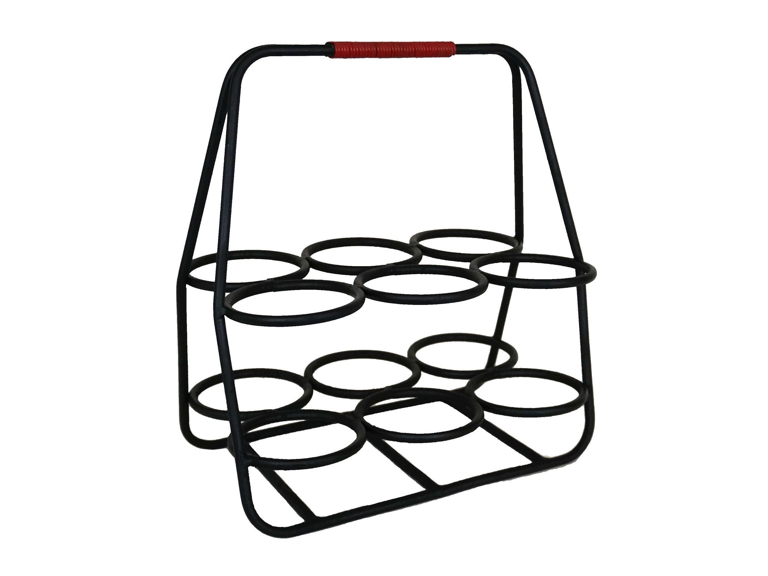 Français Wine Bottle Carrier & Holder, Mid Century Metal Basket