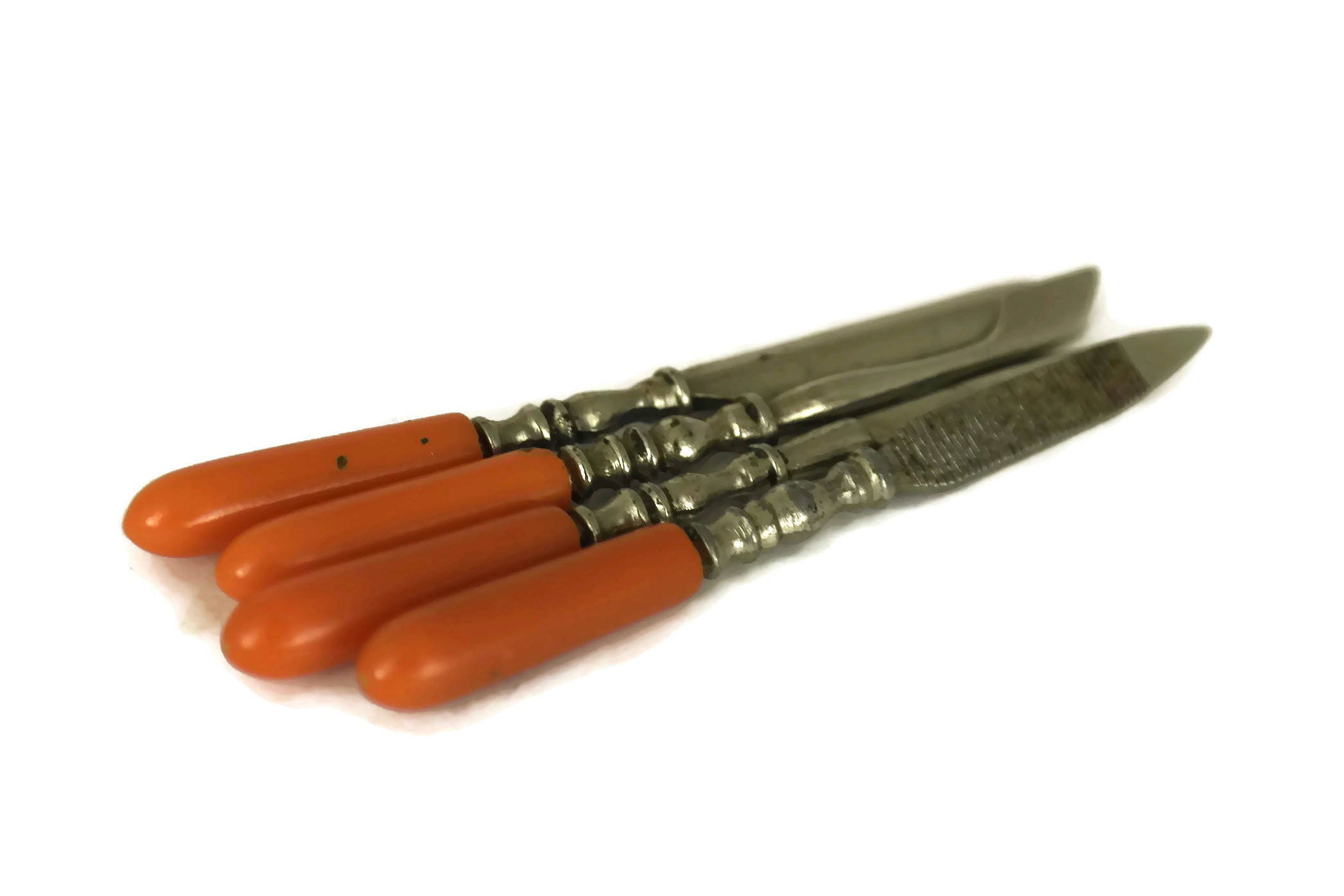 Manicure Set with Bakelite Handle. Art Deco Pedicure Set. Antique Nail