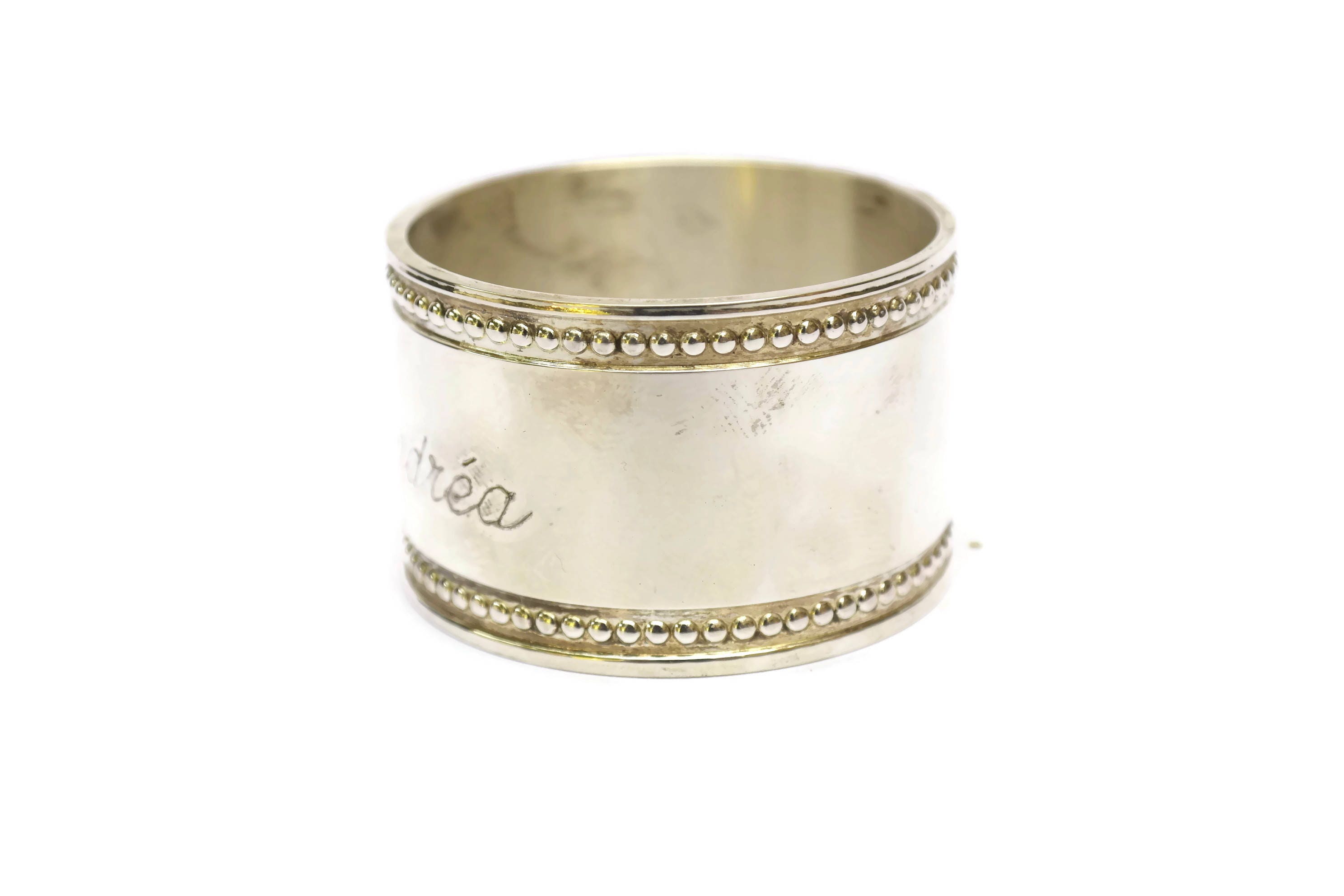 French Vintage Christofle Silver Napkin Ring with Personalized Engraving Andrea.
