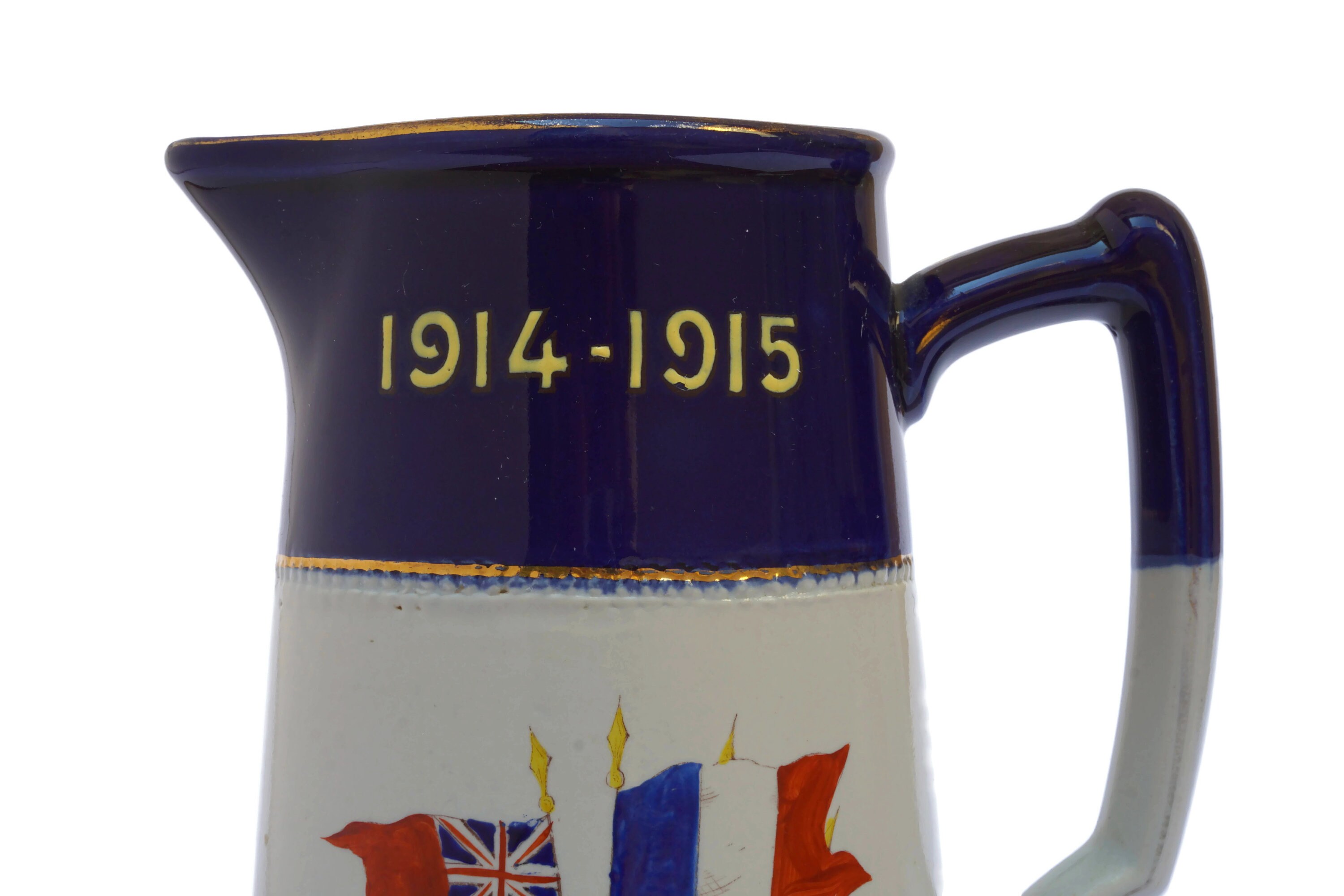 WW1 Military Collectible Stoneware Pitcher, French Pottery Jug