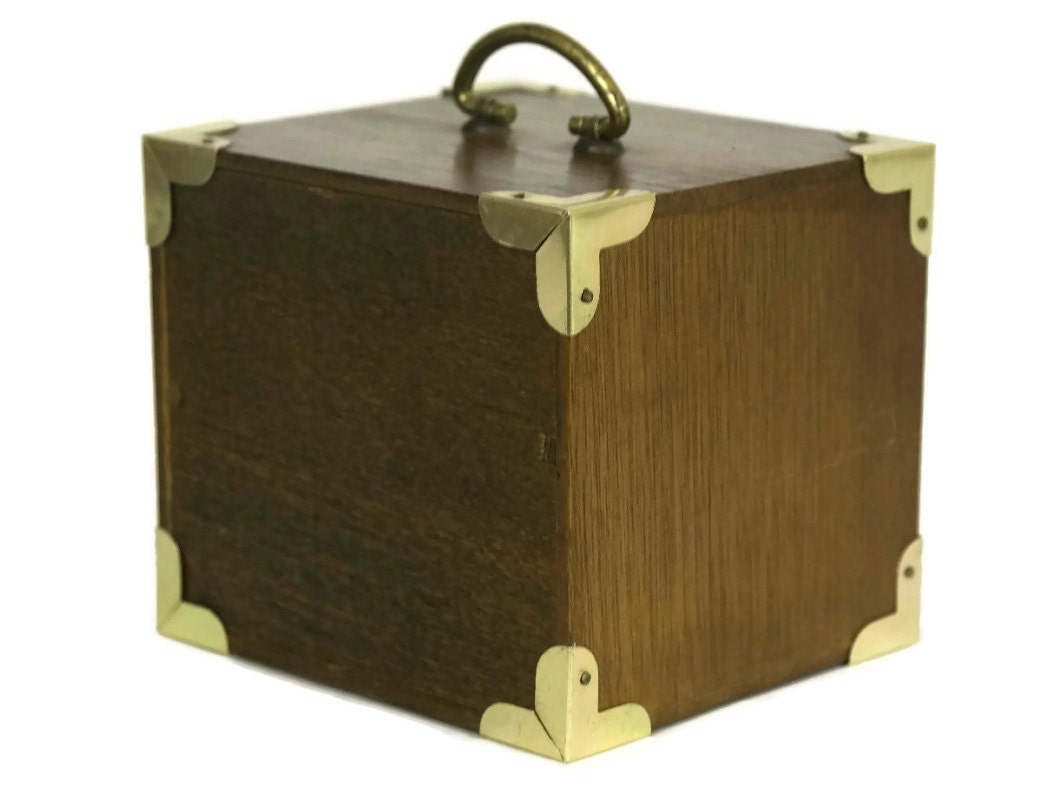 Vintage Wood and Cork Coasters. Set of 8 Wooden Drawer Drinks Coasters.