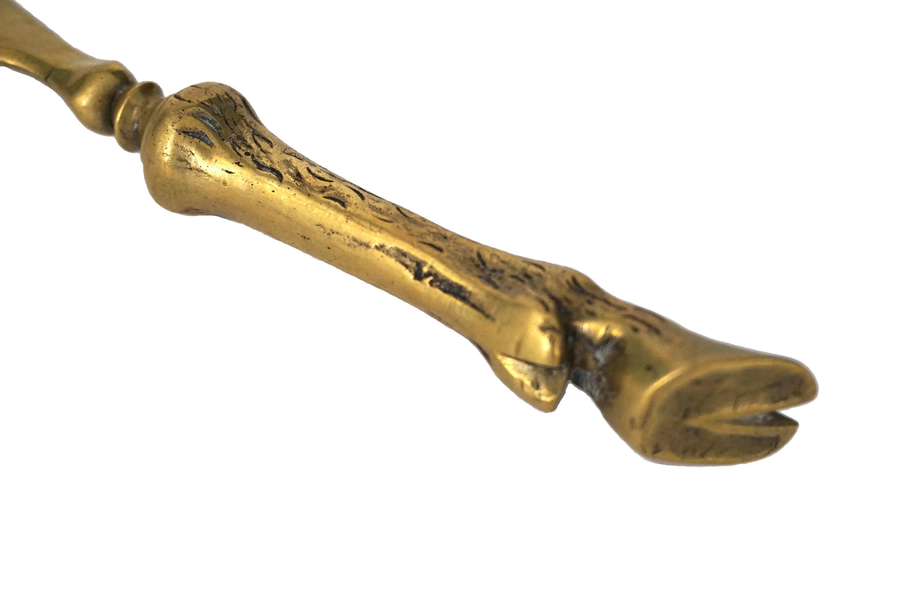 Brass Ram Hoof Letter Opener, Antique Paper Knife with French Engraved