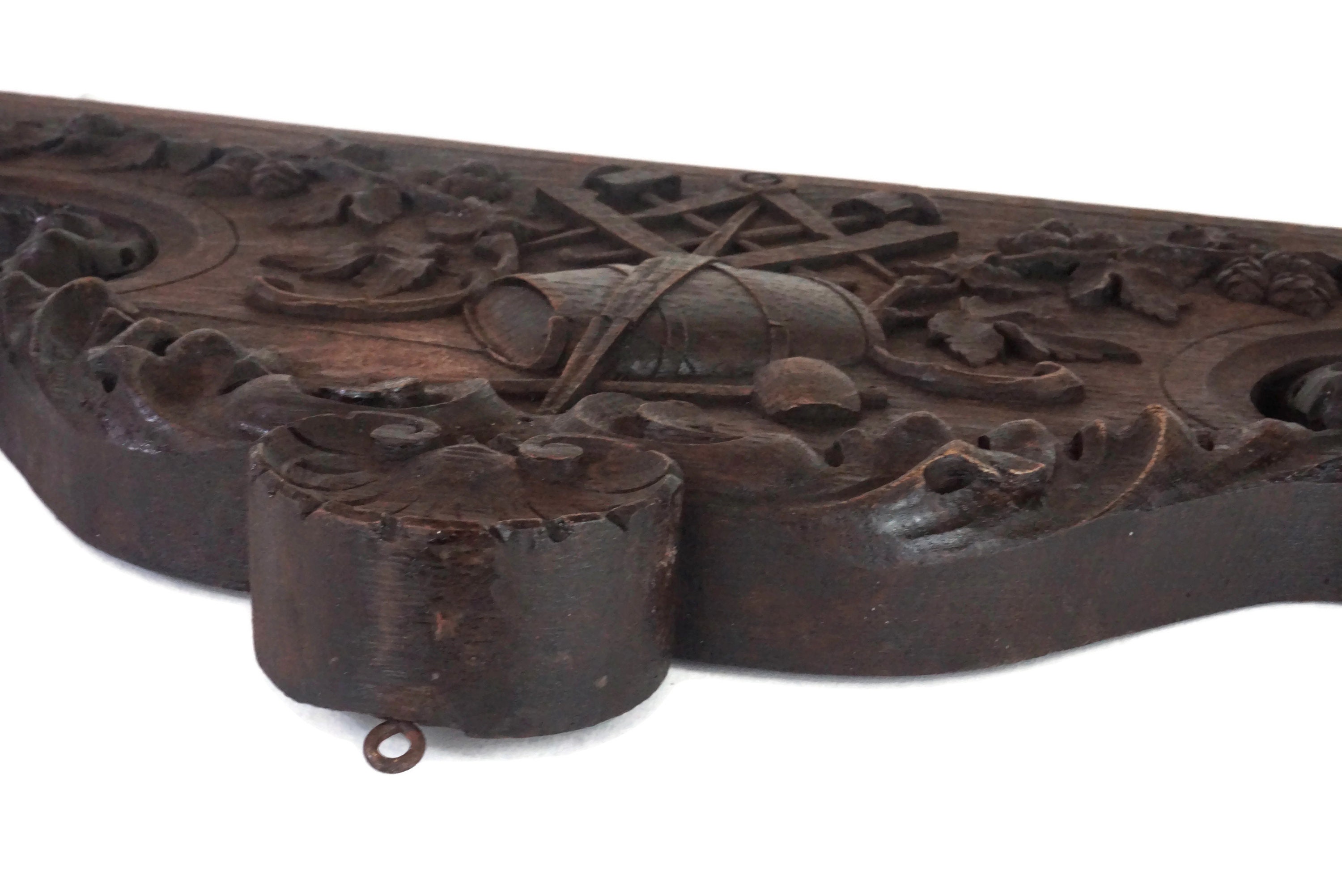 Antique Masonic Carved Wood Pediment, French Free Mason Furniture