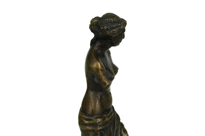 Venus de Milo Bronze Statuette, Greek Goddess Aphrodite of Milos Figurine