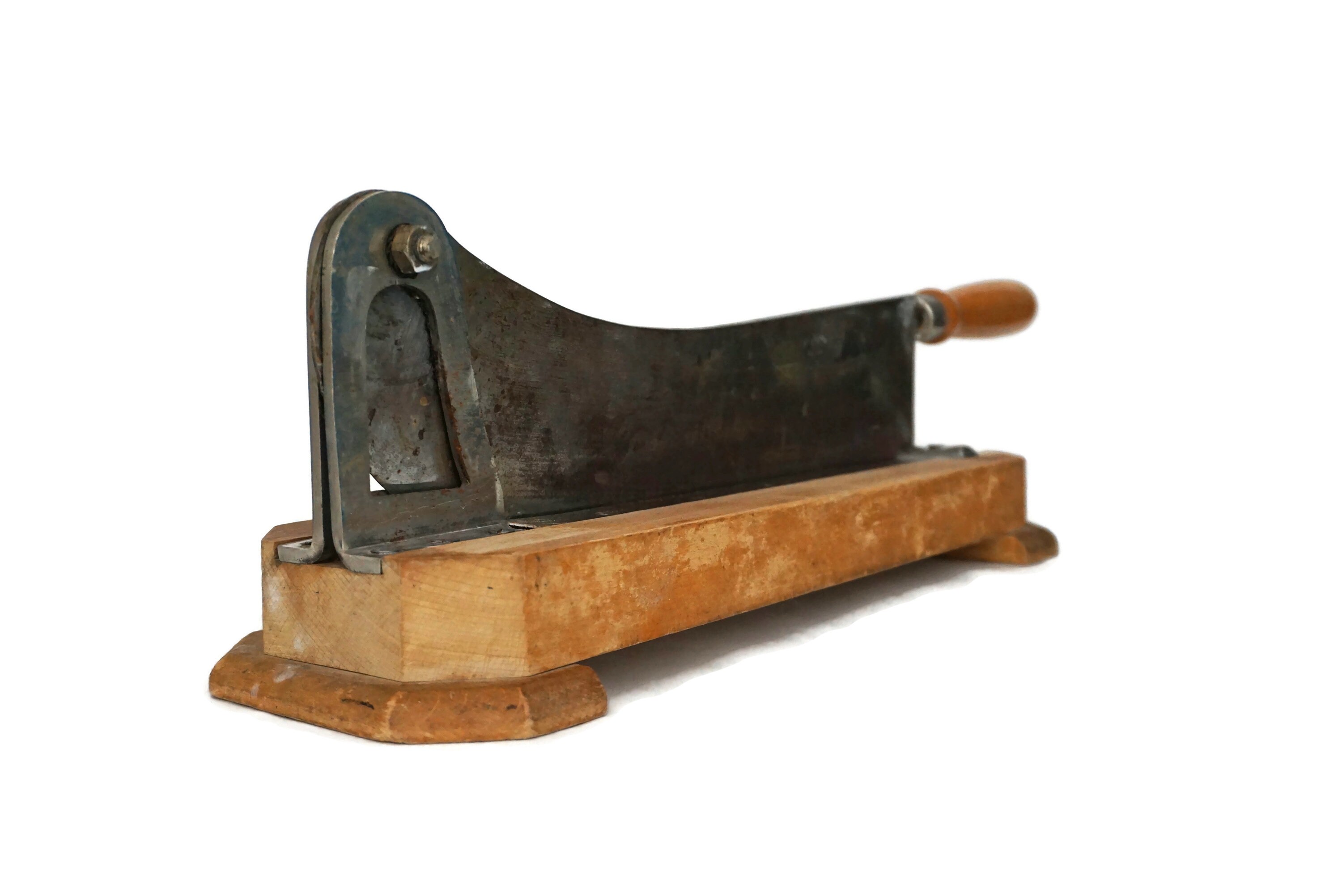 French Baguette Bread Slicer Knife on Wooden Chopping Board