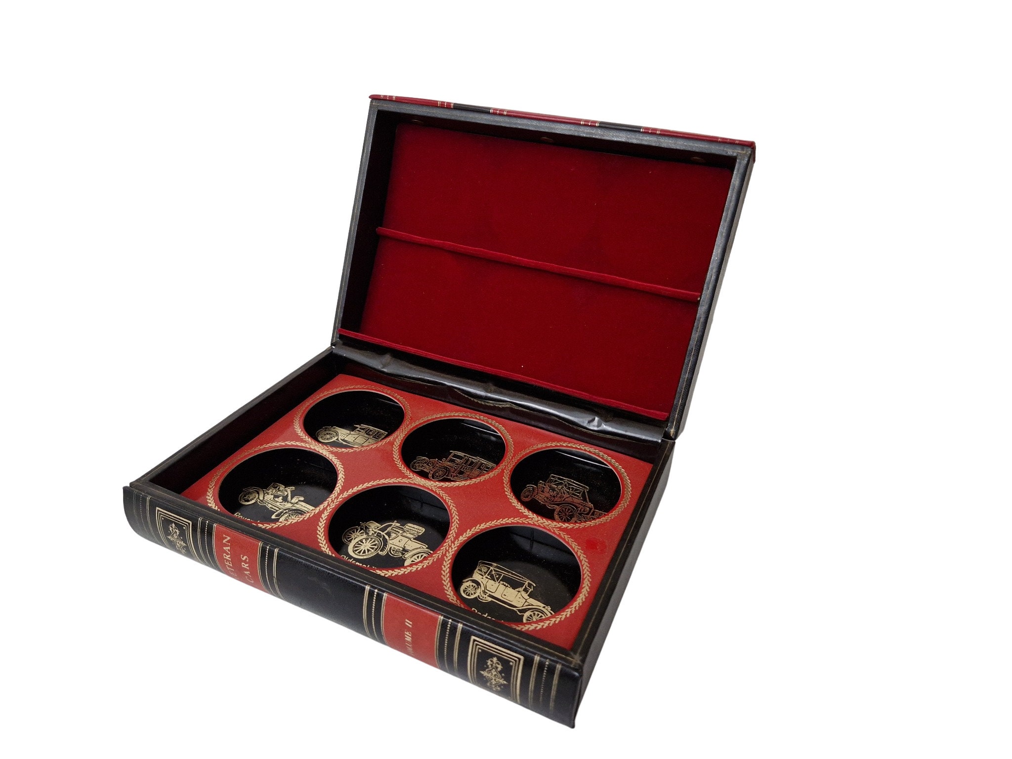 1970s Secret Book Bar Glasses and Coasters Set, Philipp of Sweden