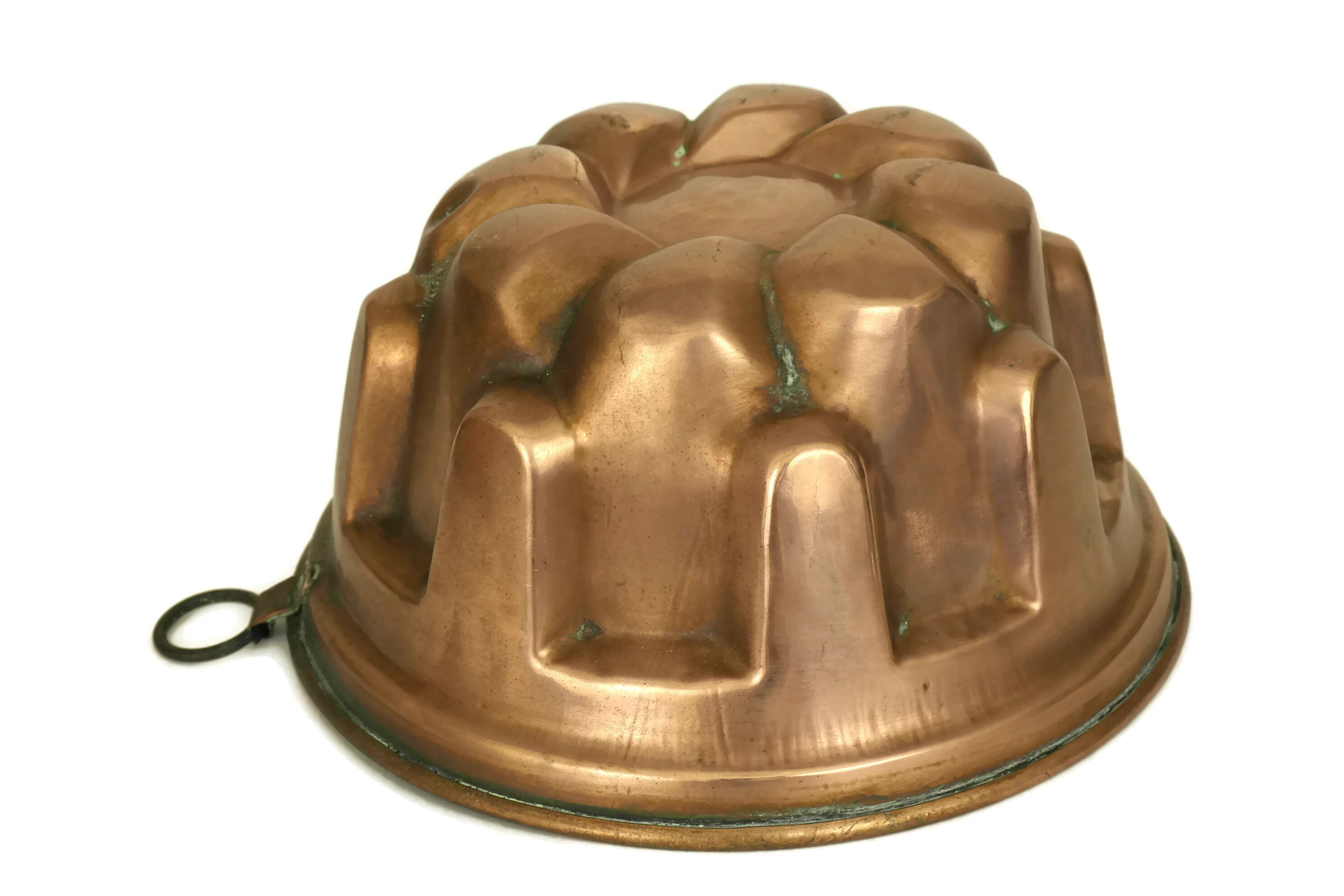 Antique French Copper Jello Mold. Rustic Kitchen Wall Decor. Copper