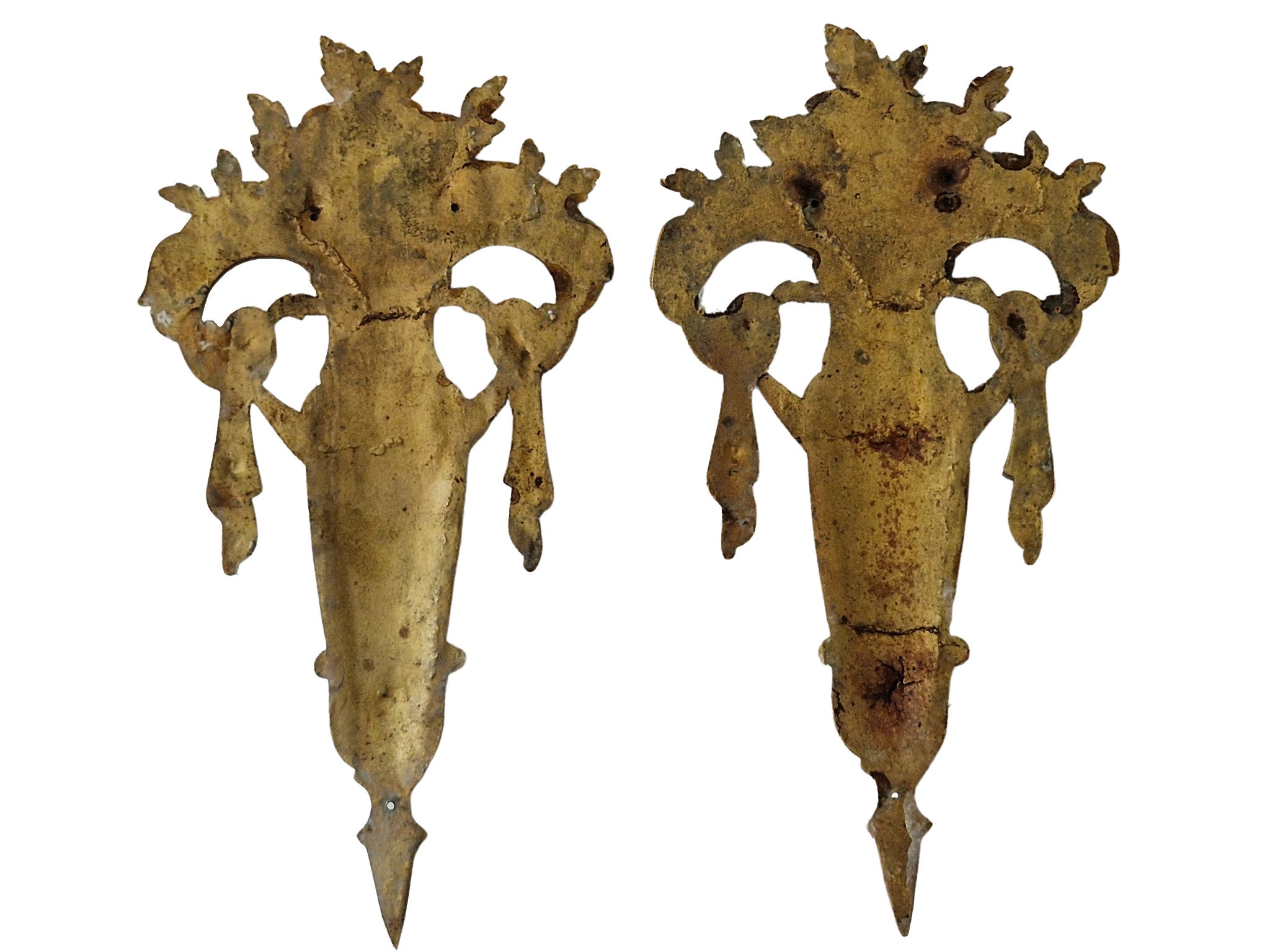 Antique French Rose & Urn Furniture Ornaments A pair, Bronze Hardware