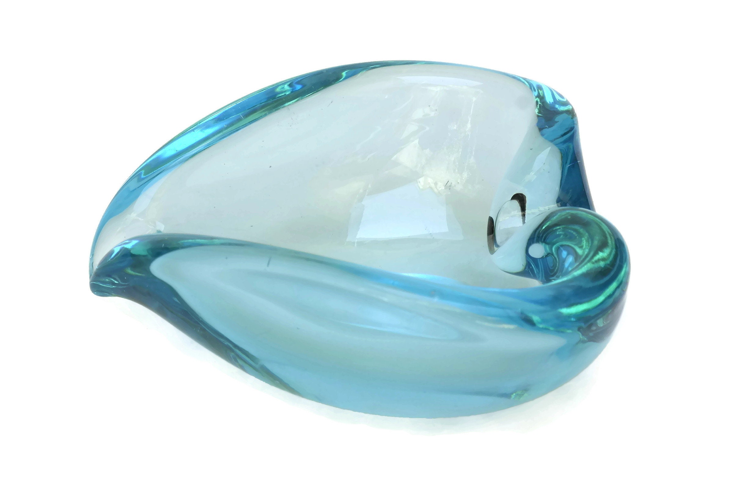 Blue Murano Glass Ashtray.