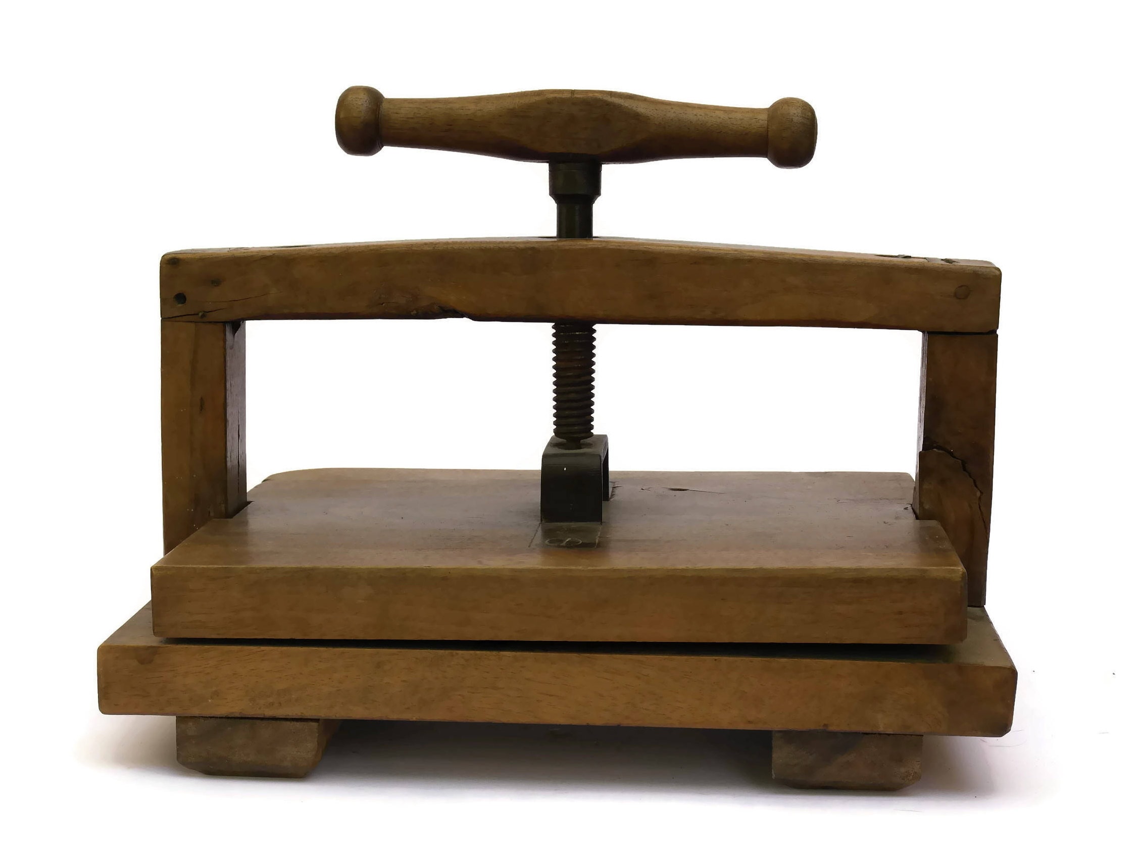 19th Century French Antique Wood Book Binding Press.