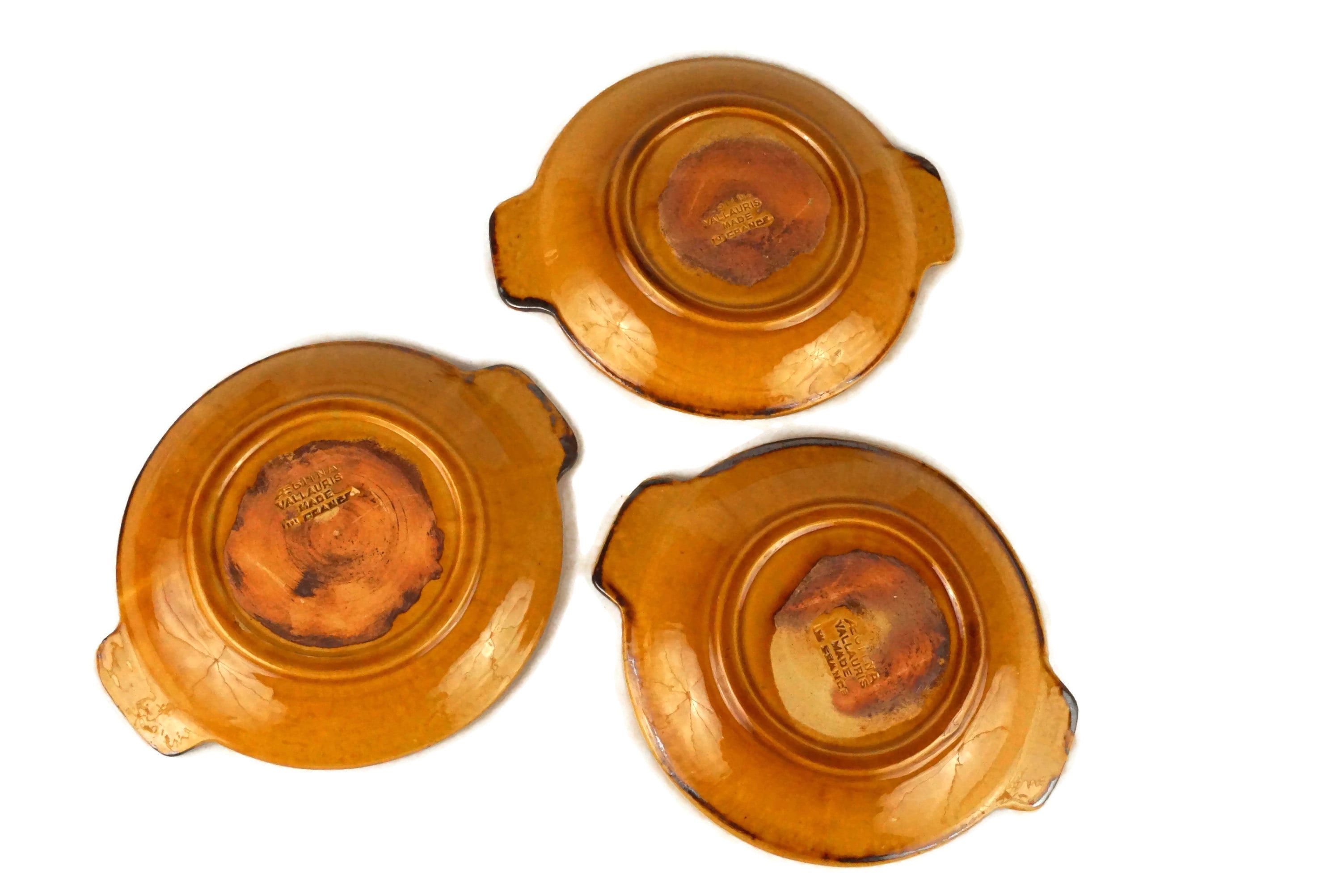 French Pottery Snail Plates Set of 6, Vallauris Mid Century Ceramic Dishes