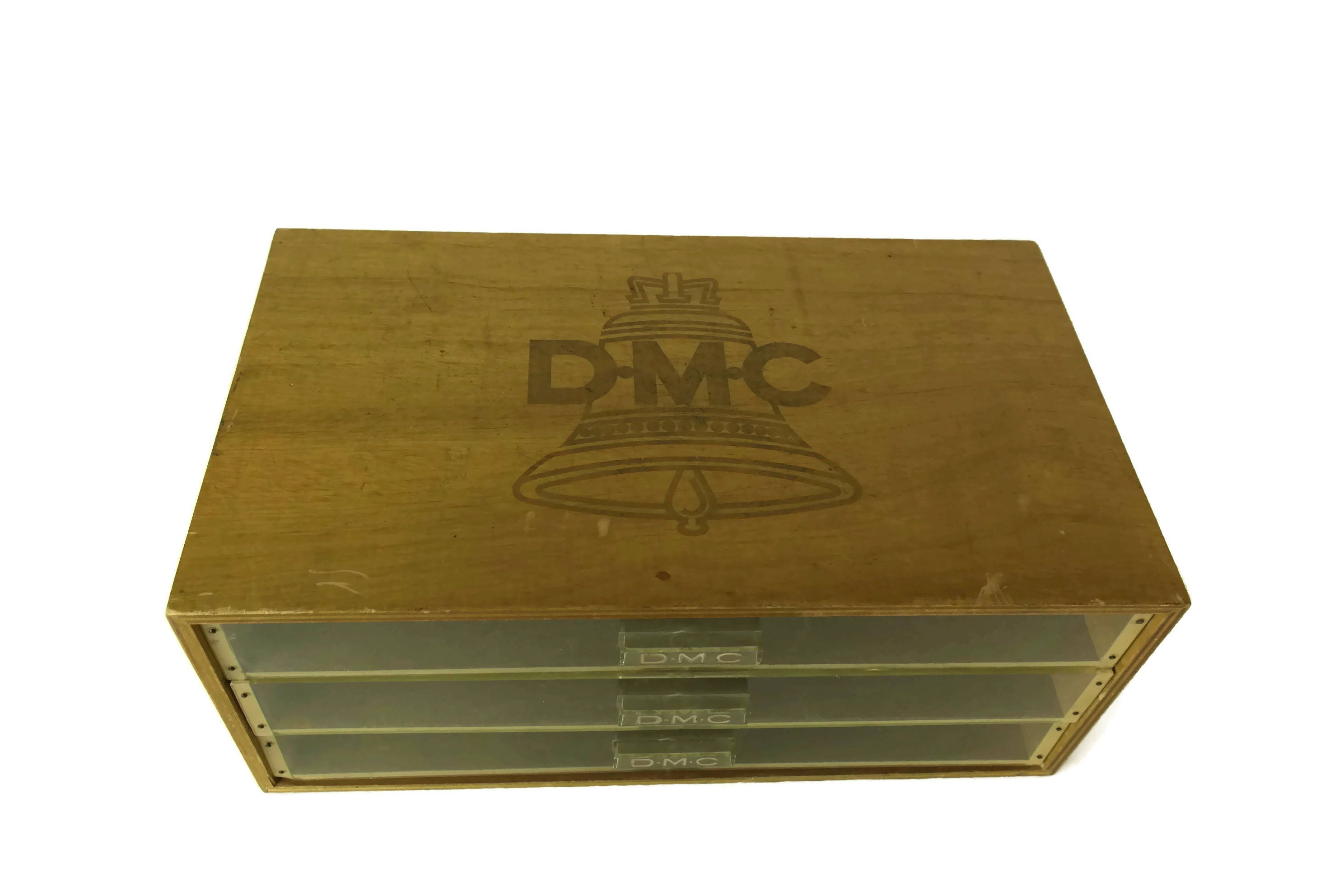 Vintage DMC Floss Storage Box. Wooden Store Display. French Embroidery