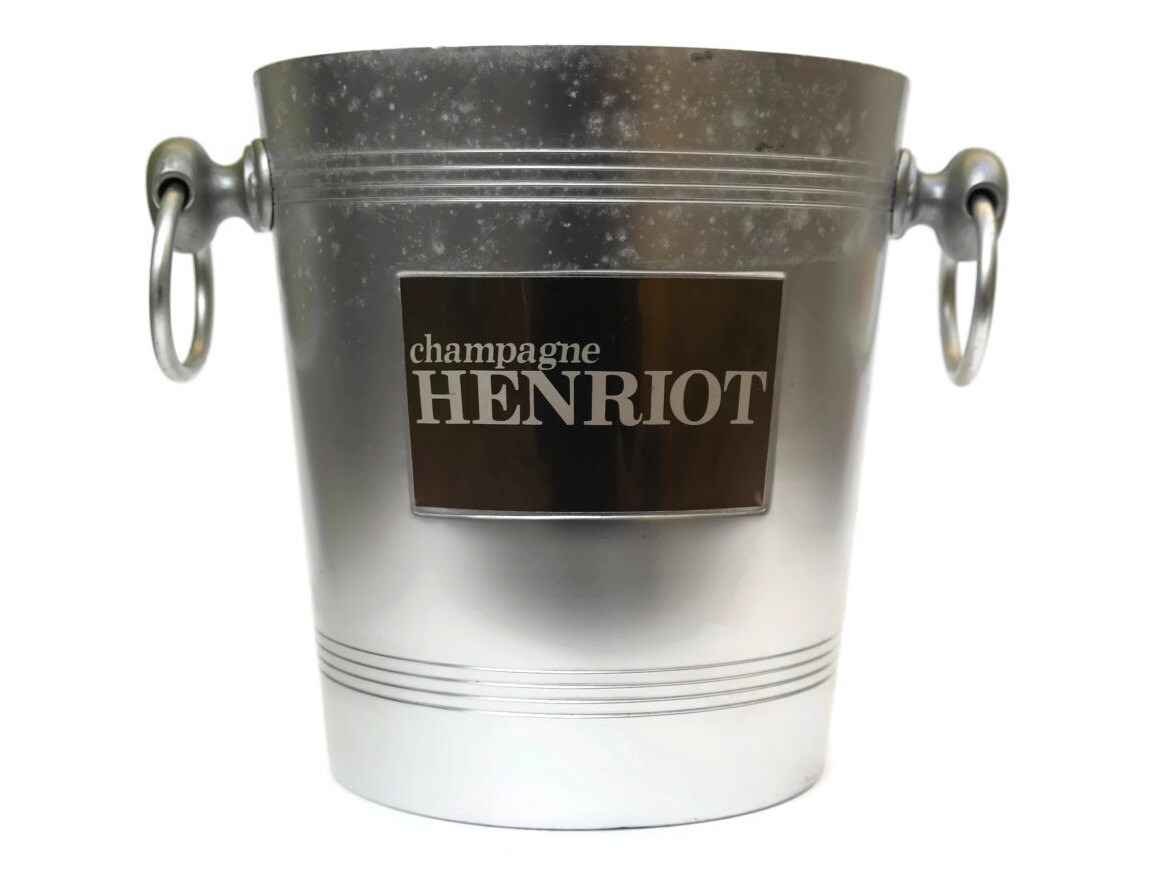 Vintage French Champagne Bucket. Aluminum Ice Bucket with French