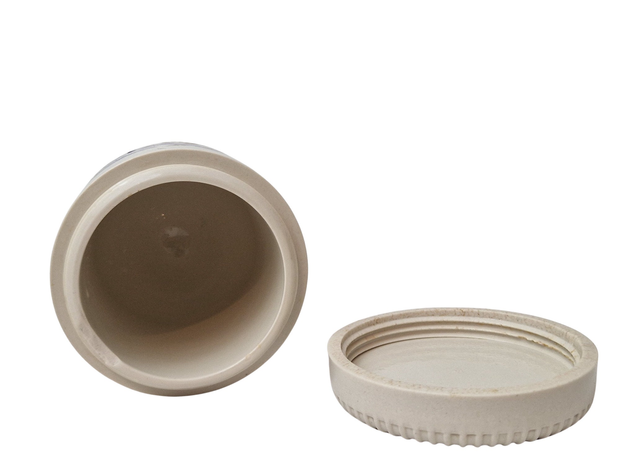 Caviar Porcelain Jar with Sturgeon Decor, Screw Top Ceramic Fish Roe Storage Canister