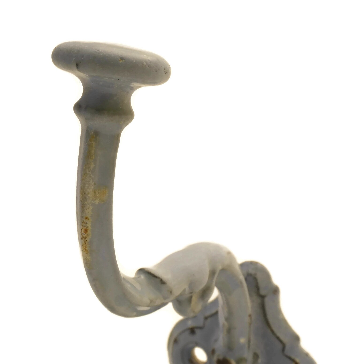 French Blue Enamel Coat Hooks Pair. Antique Shabby Home Decor. Rustic