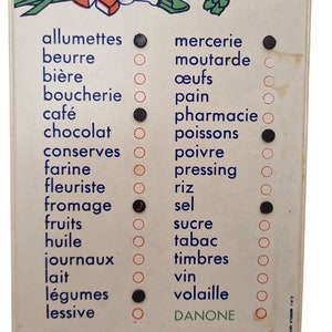 1970s French Kitchen Shopping List Reminder Board, Retro Vintage Wall Hanging Memo Plaque image 7