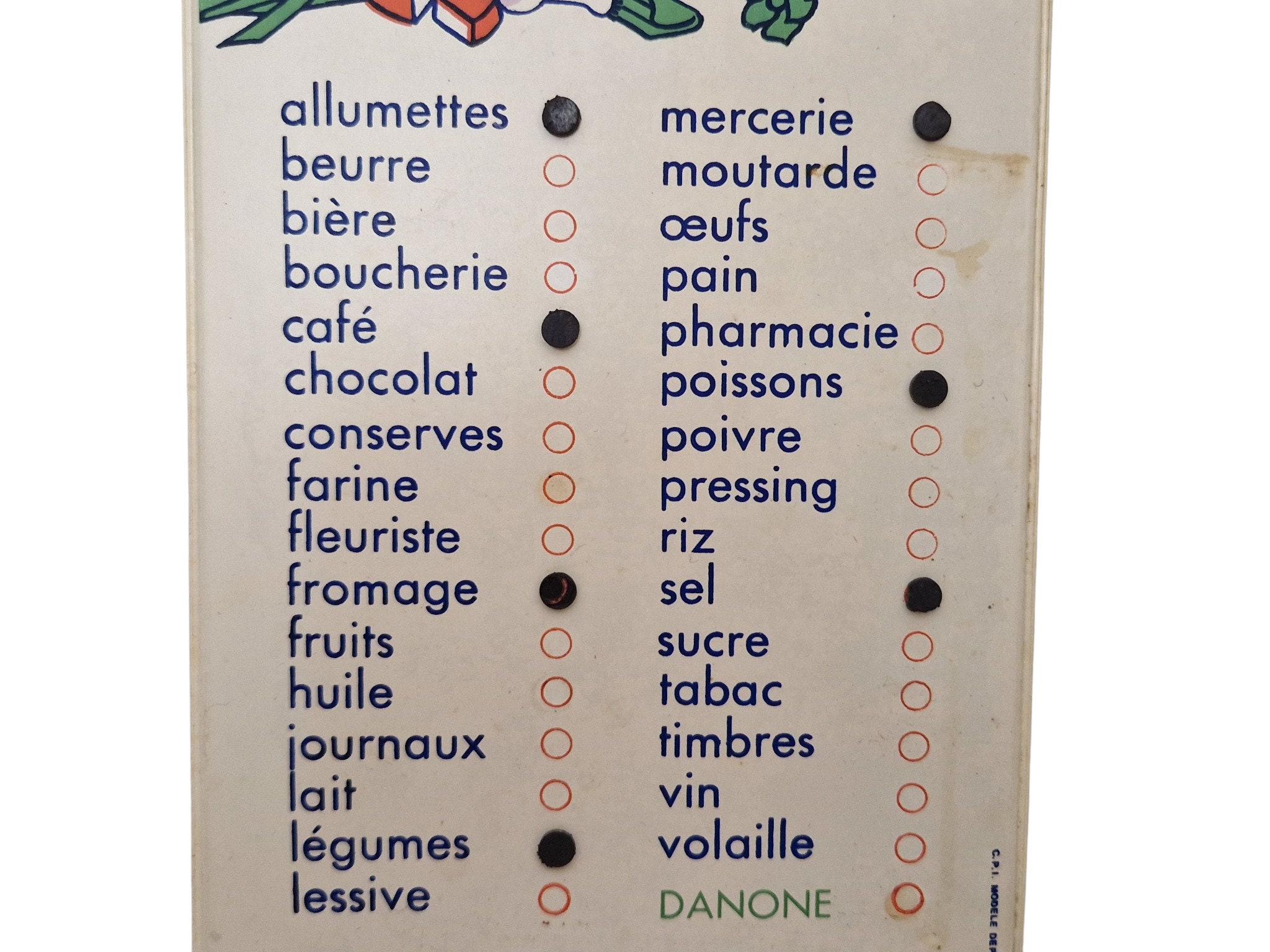 1970s French Kitchen Shopping List Reminder Board Retro Vintage Wall 1970s-french-kitchen-shopping-list-reminder-board-retro-vintage-wall