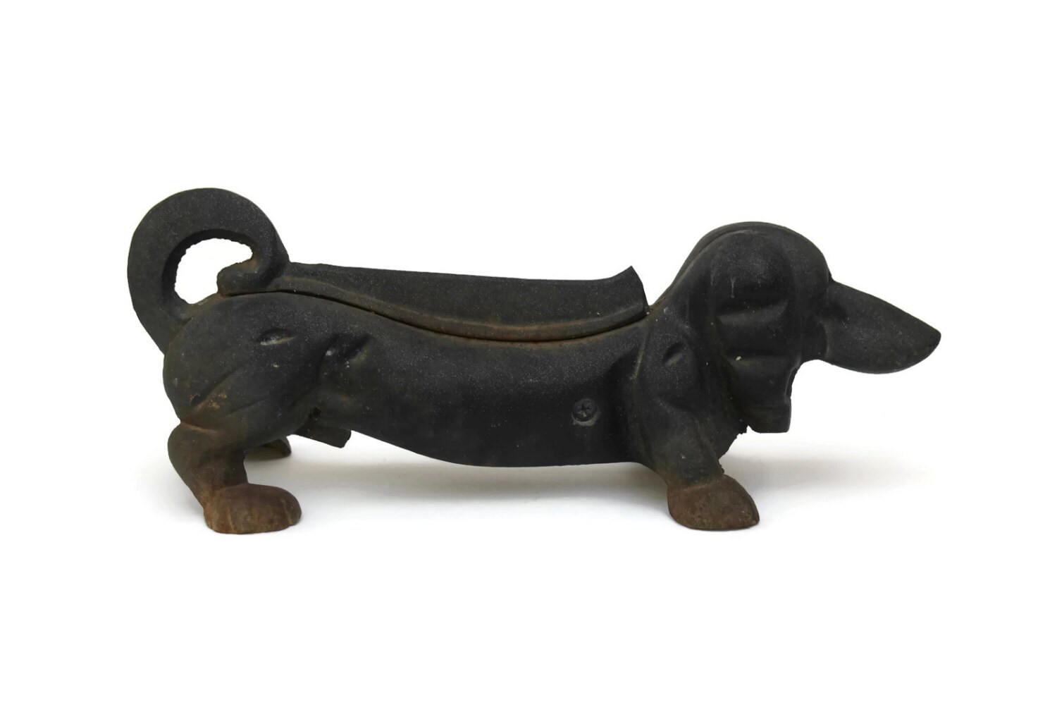 Weiner Dog Doorstop and Boot Scraper. Vintage Dachsund Figure Cast Iron