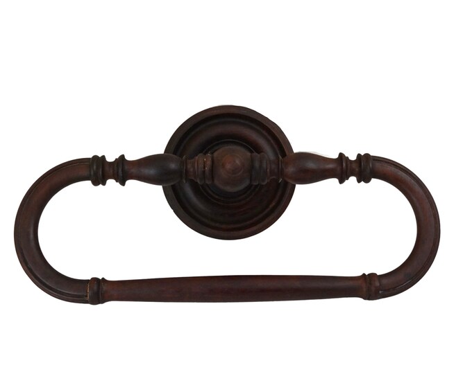 Antique Victorian Wooden Towel Ring, French Bathroom Wall Decor