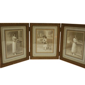 French Antique Triptych Photo Frame
