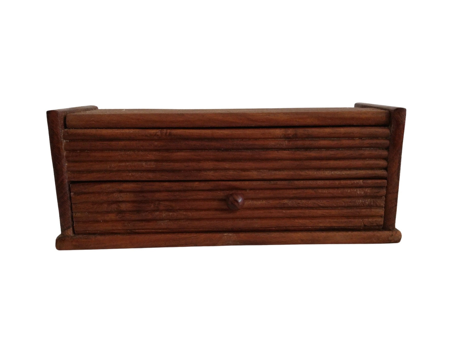 Boîte à Crayons en Bois Vintage et Organisateur de Bureau