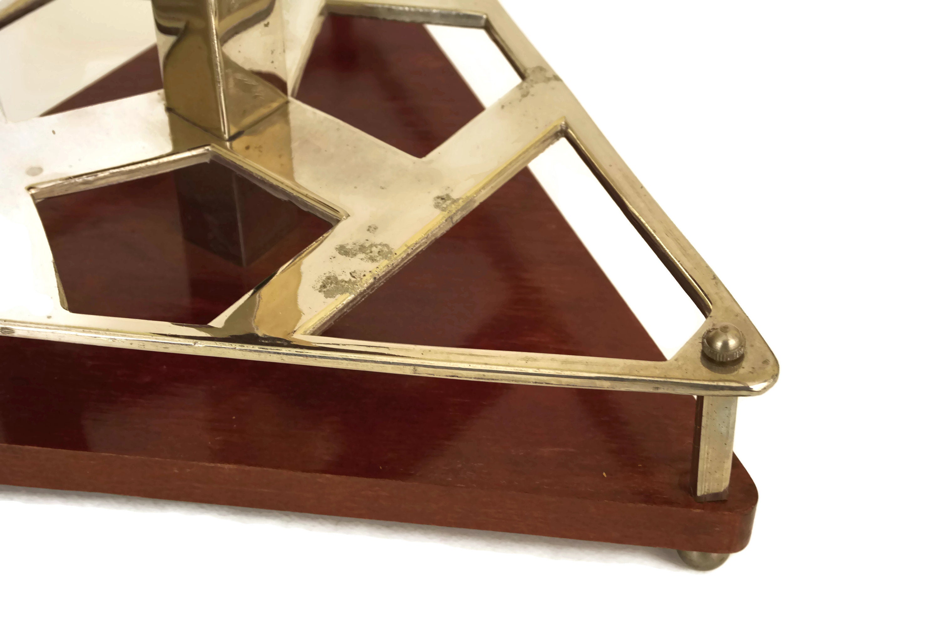 Art Deco Barware Shot Glasses Set in Chrome and Wood Serving Tray