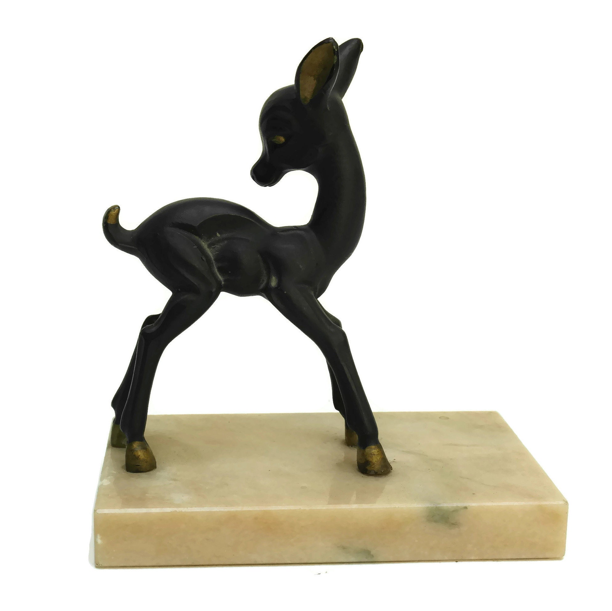 French Art Deco Deer Figurine, Vintage Bambi Statuette