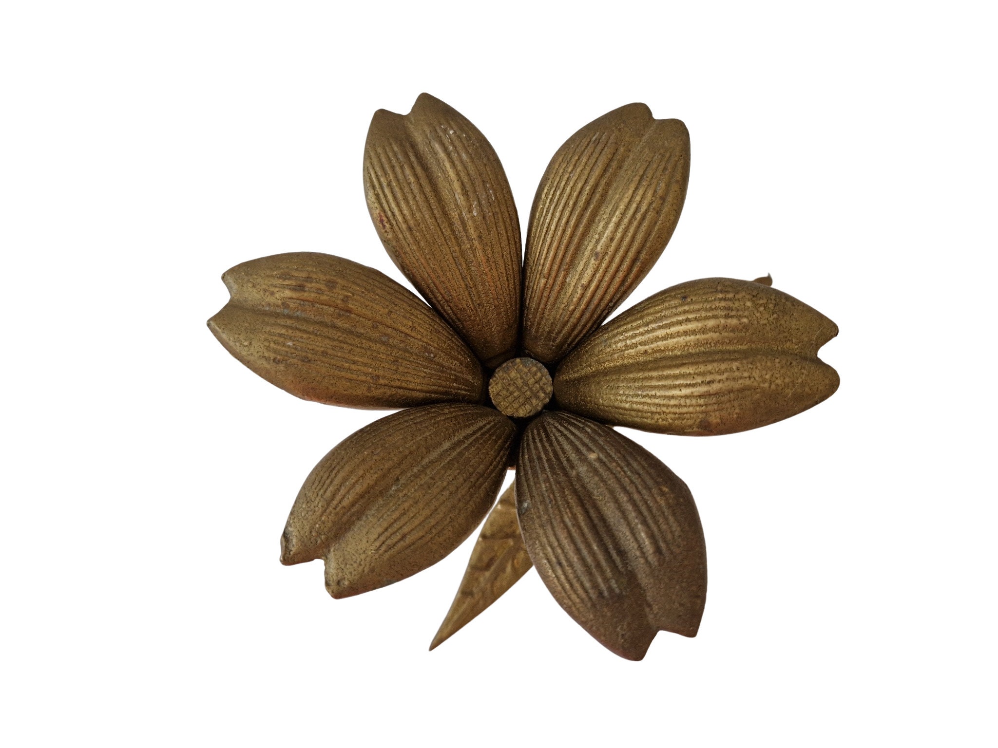 Mid Century Brass Flower Petal Ashtray Set, MCM Barware Decor, Gift for