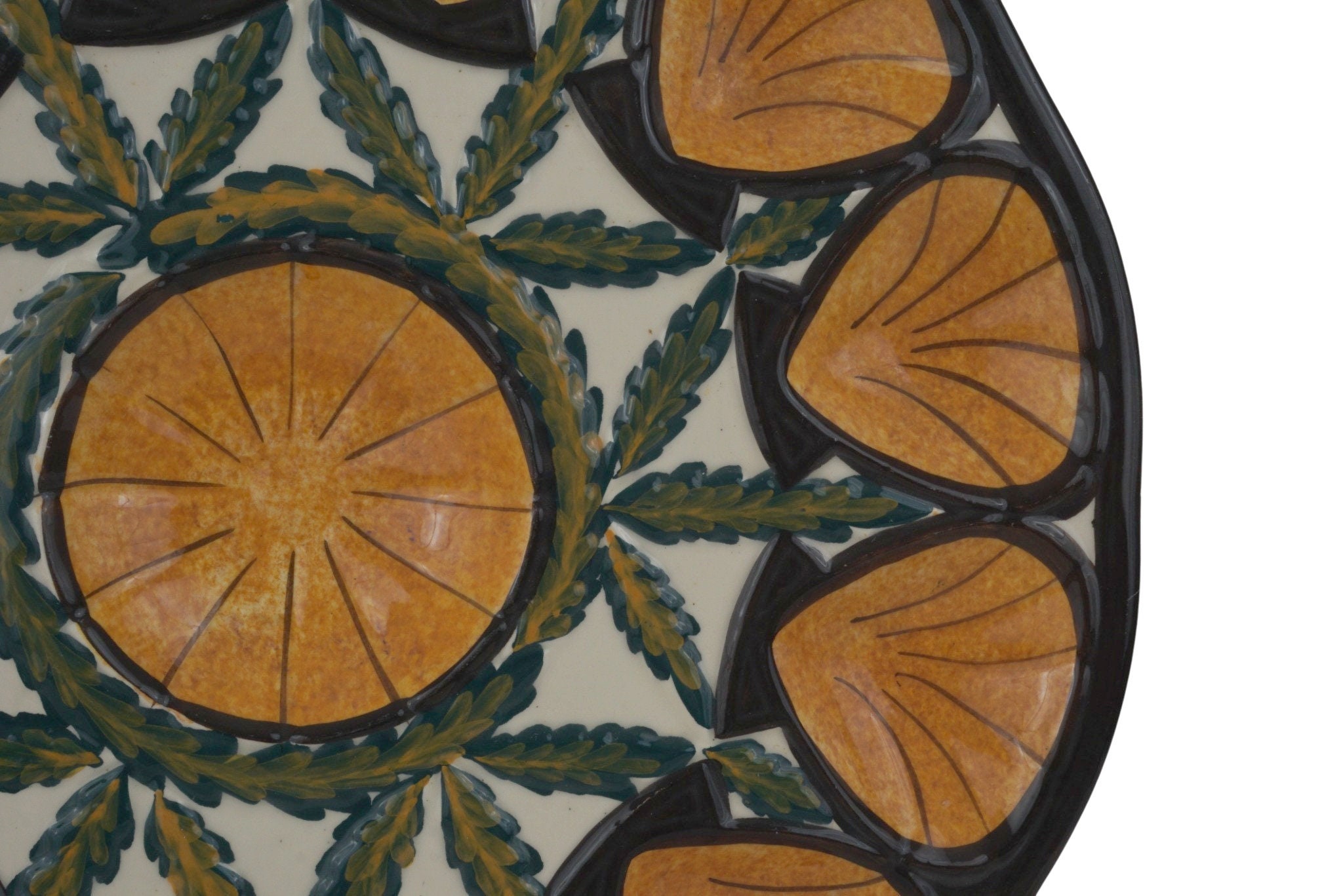 Large Ceramic Oyster Serving Platter, Hand Painted French Breton