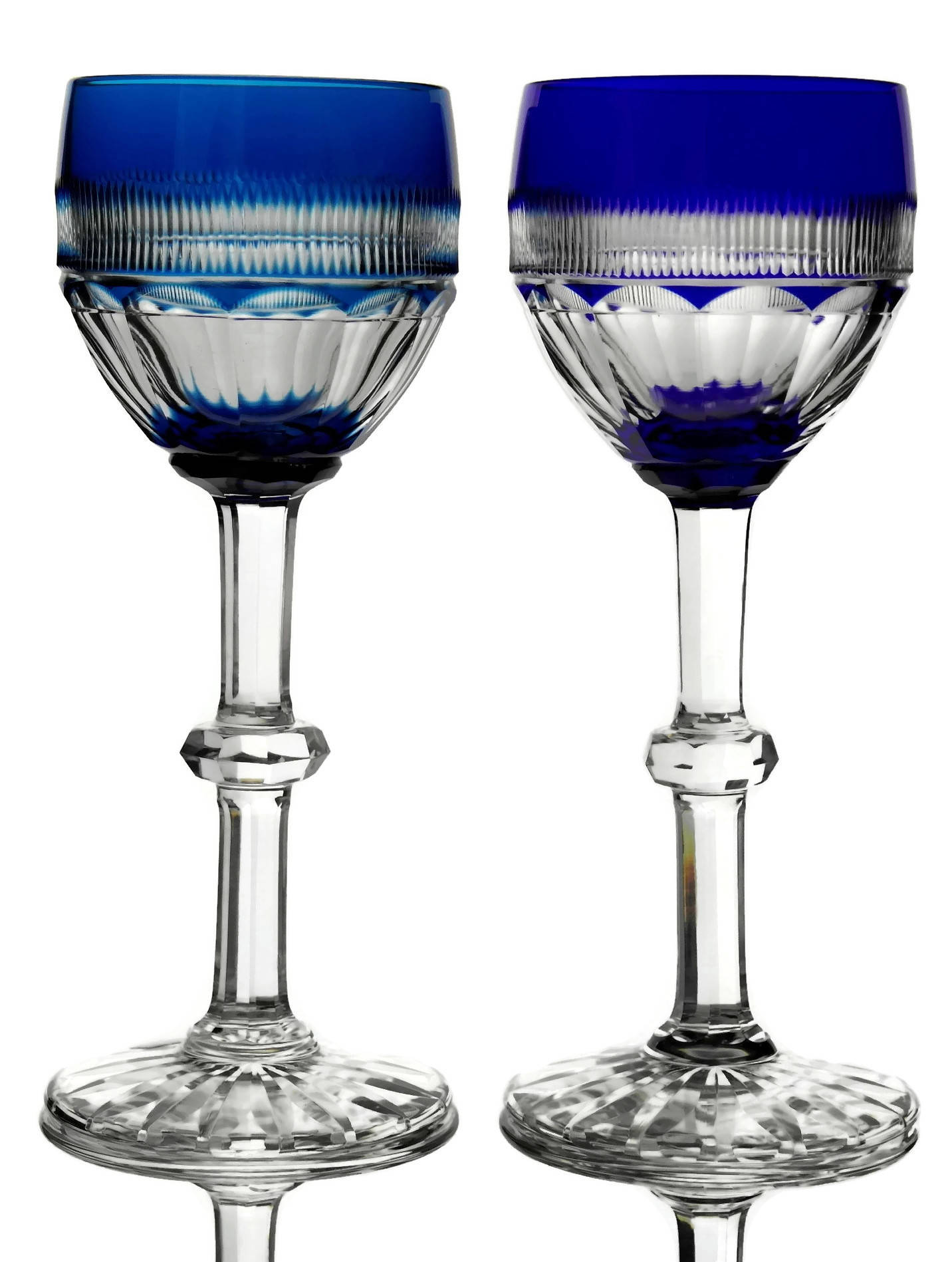 French Saint Louis Crystal Wine Glasses. Set of 6 Colored Crystal White