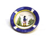 Vintage Quimper  Ashtray. Hand Painted French Quimper Ceramic Ashtray.