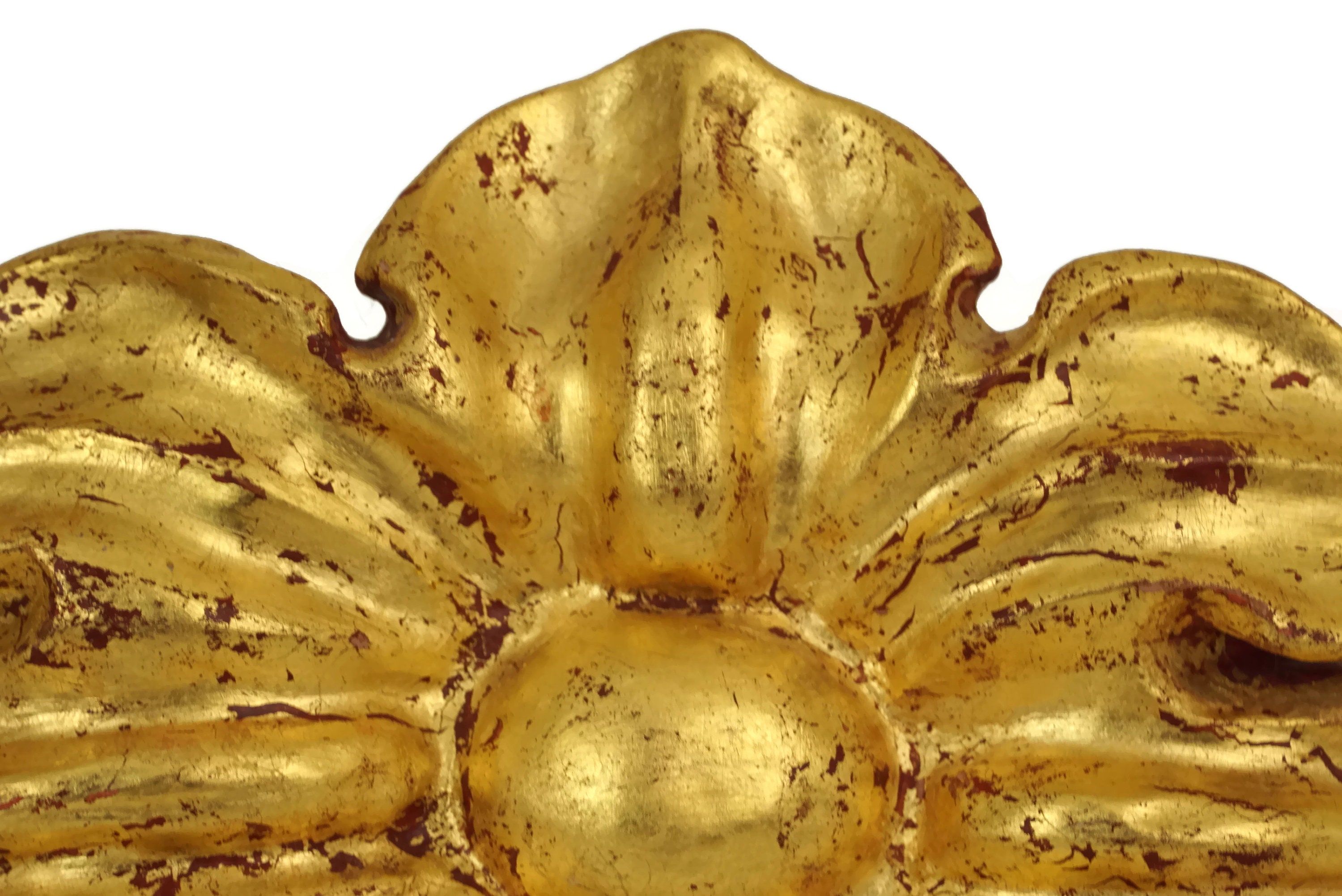 Antique Gilt Carved Wood Flower Wall Hanging