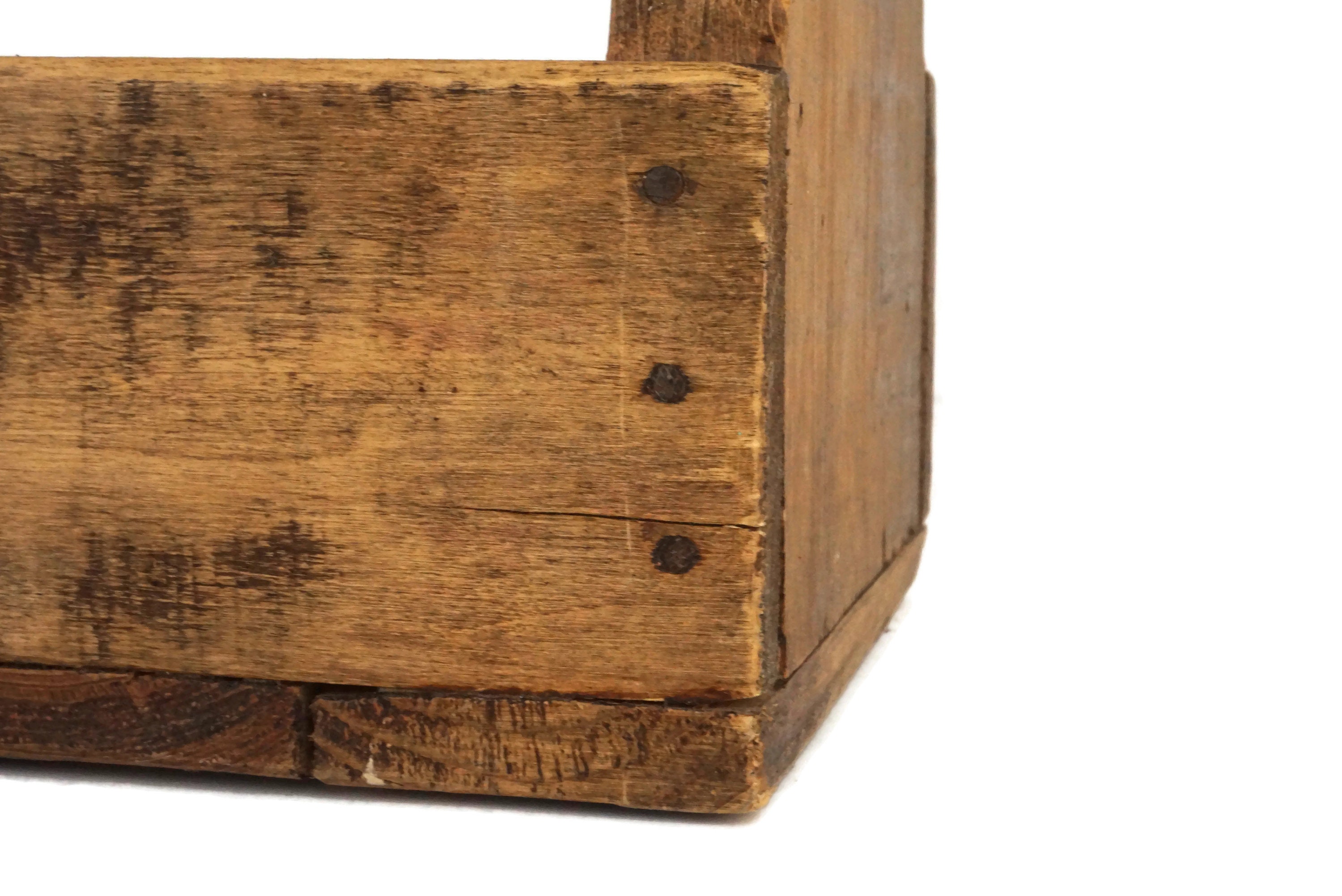 French Antique Wooden Tool Box with Handle