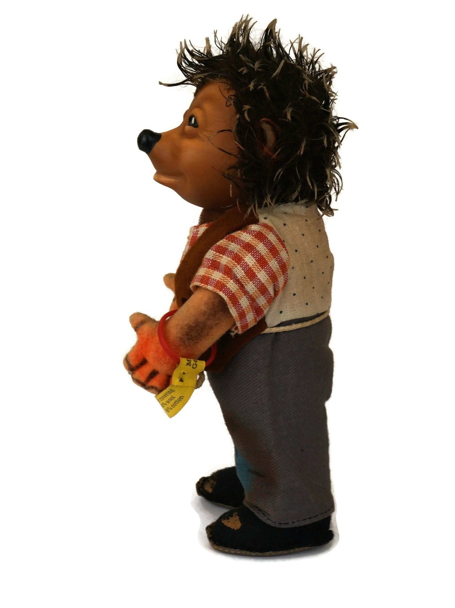 Vintage Steiff Mecki Hedgehog Doll, Original Mohair Model 8717,70