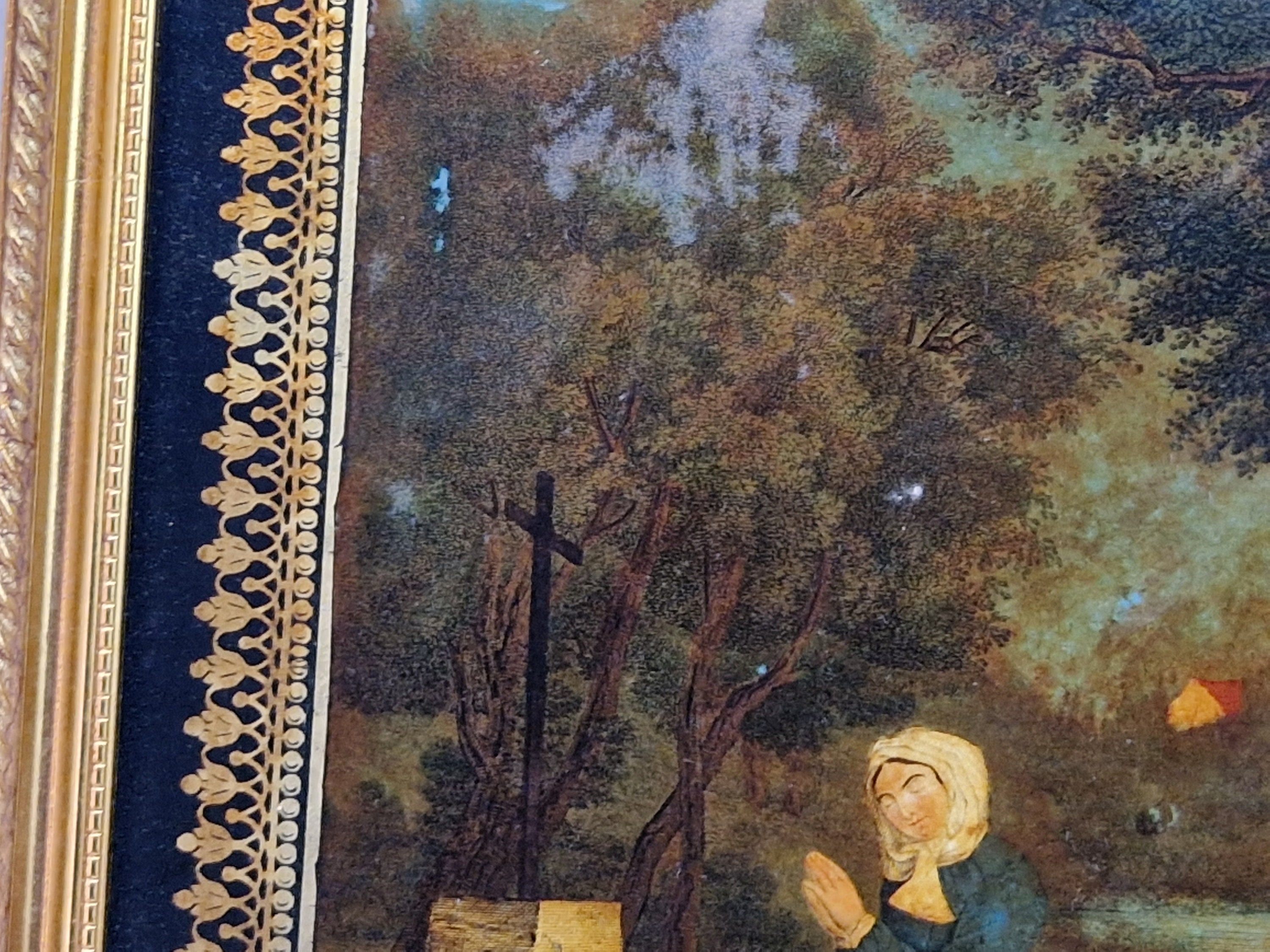 Saint Germaine Cousin de Pibrac Antique Portrait Print with Under Glass