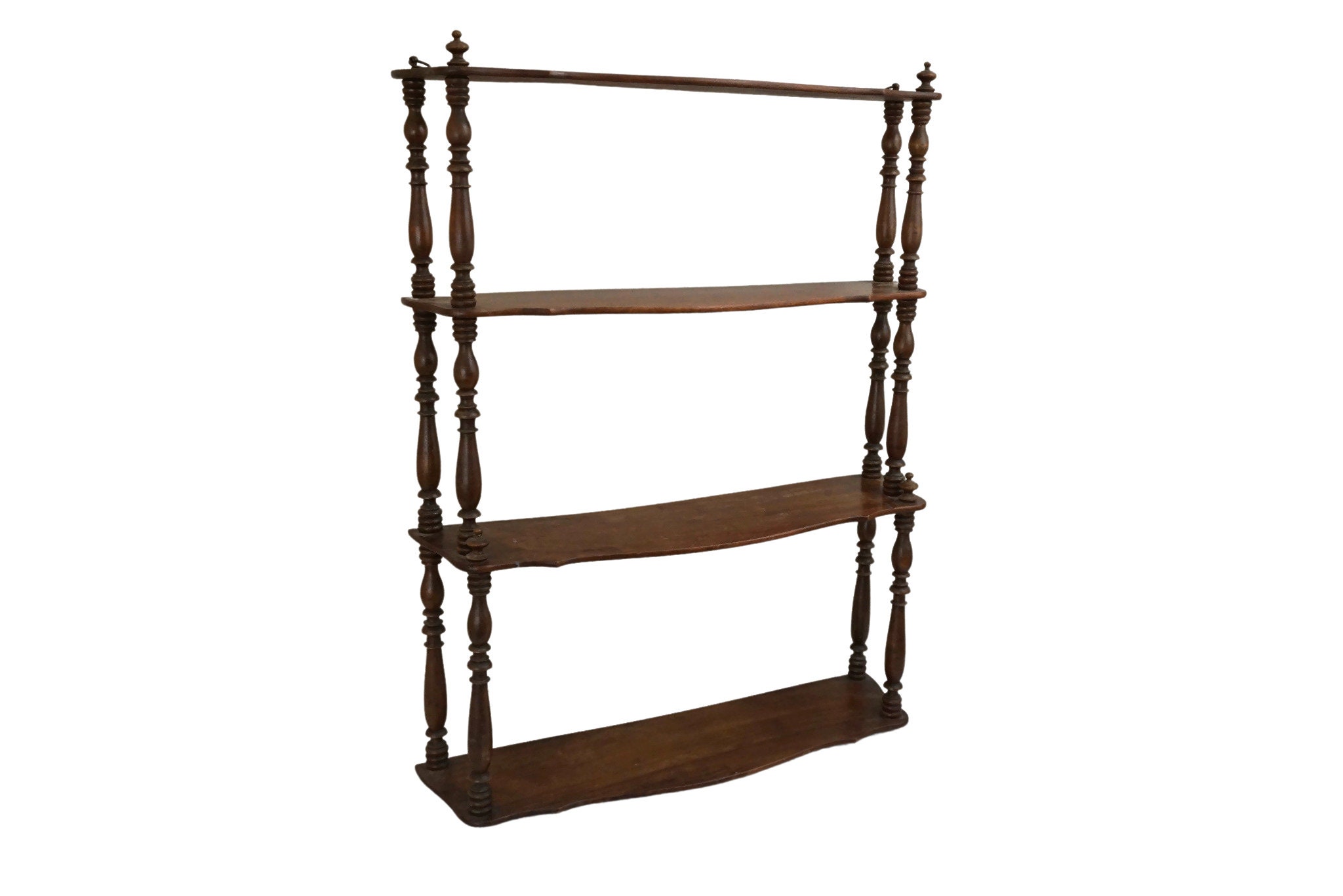 Antique Wooden Hanging Shelf, 19th Century French Wall Display and