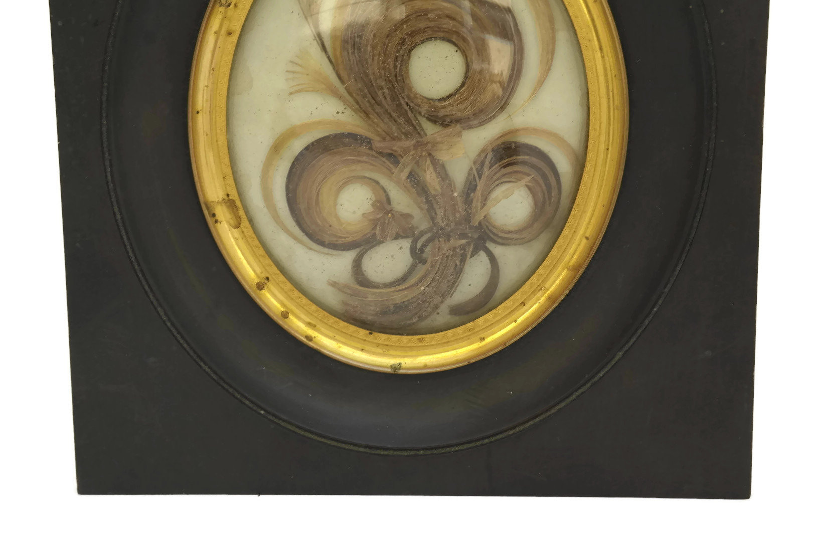 Victorian Hair Art in Frame.