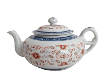 1950s Chinese Jingdezhen Tea Pot, Wanyu Rice Grain Porcelain, Vintage Chinoiseries Decor