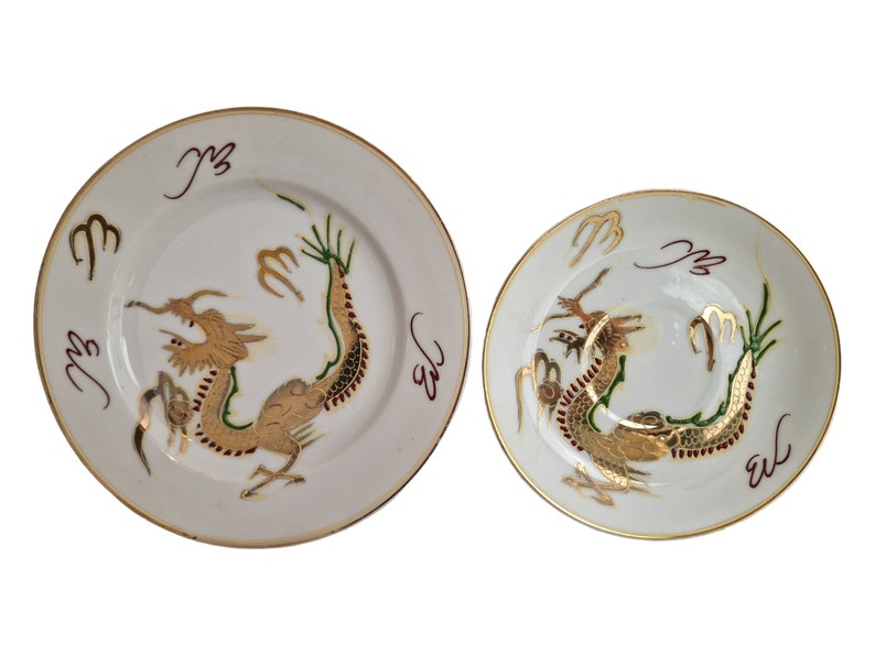 Moriage Dragon Ware Saucer and Cake Plate