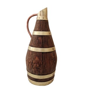 French Copper and Oak Wine Jug