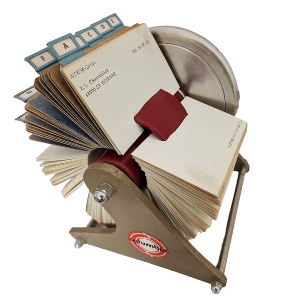 Rolodex della Columbia francese della metà del secolo, titolare della scheda di indice degli indirizzi, directory dei file rotanti