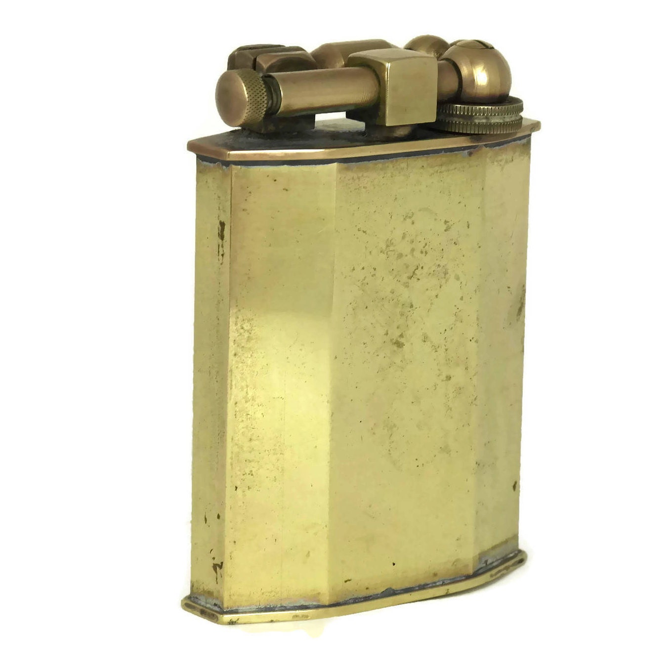 RESERVED.Antique Brass Lighter. Large French Petrol Table Lighter