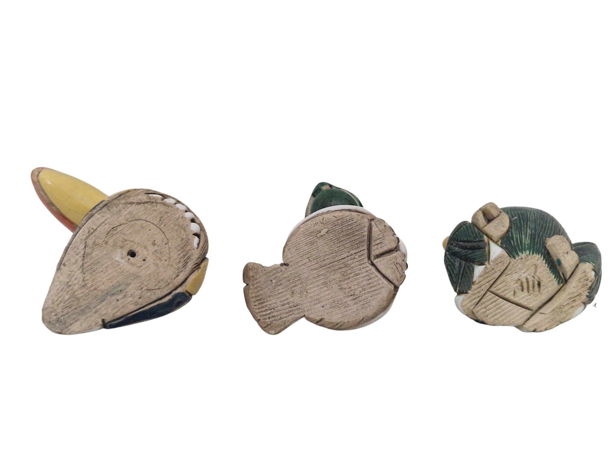 Artesania Rinconada Bird Figurines, Set of 3, Ceramic Miniature Parrots